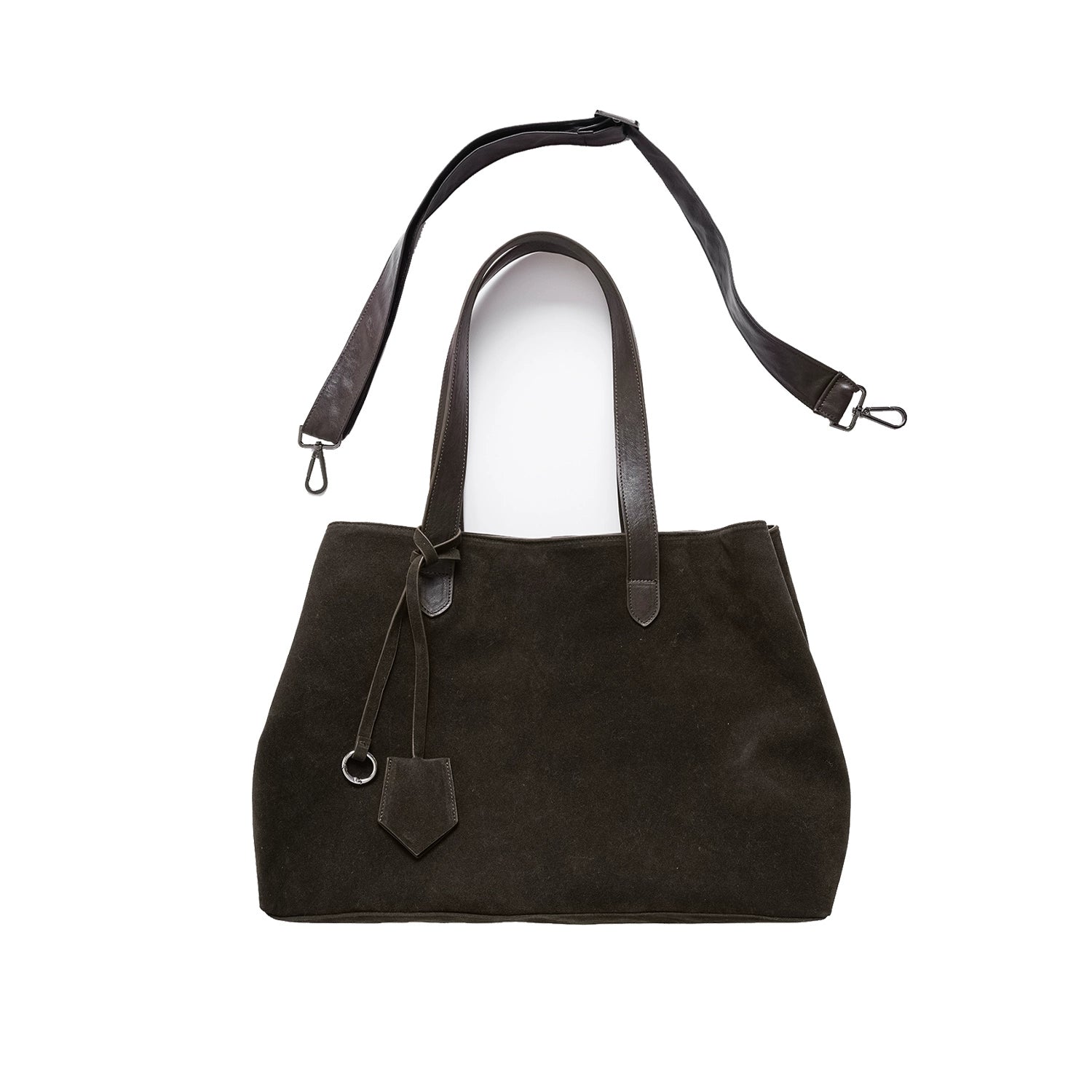 LR MADE Dark Suede Shoulder Tote Bag