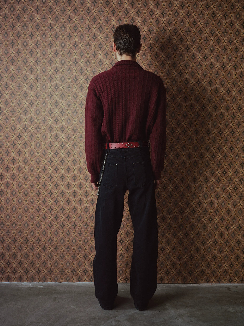 RICHILL Metal Buckle Stopper Twisted Sleeve Turtleneck Sweater
