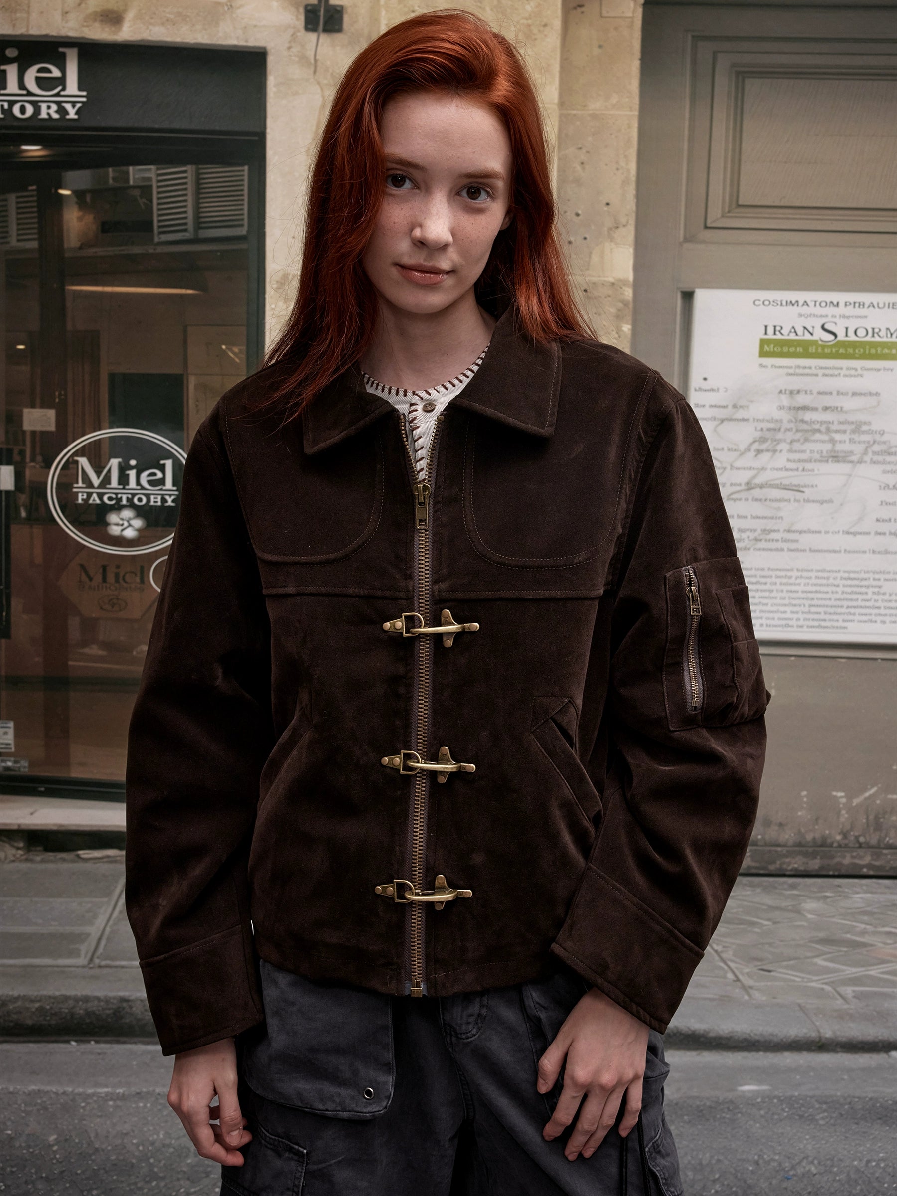 MADWITCH imitation suede short jacket women's edition