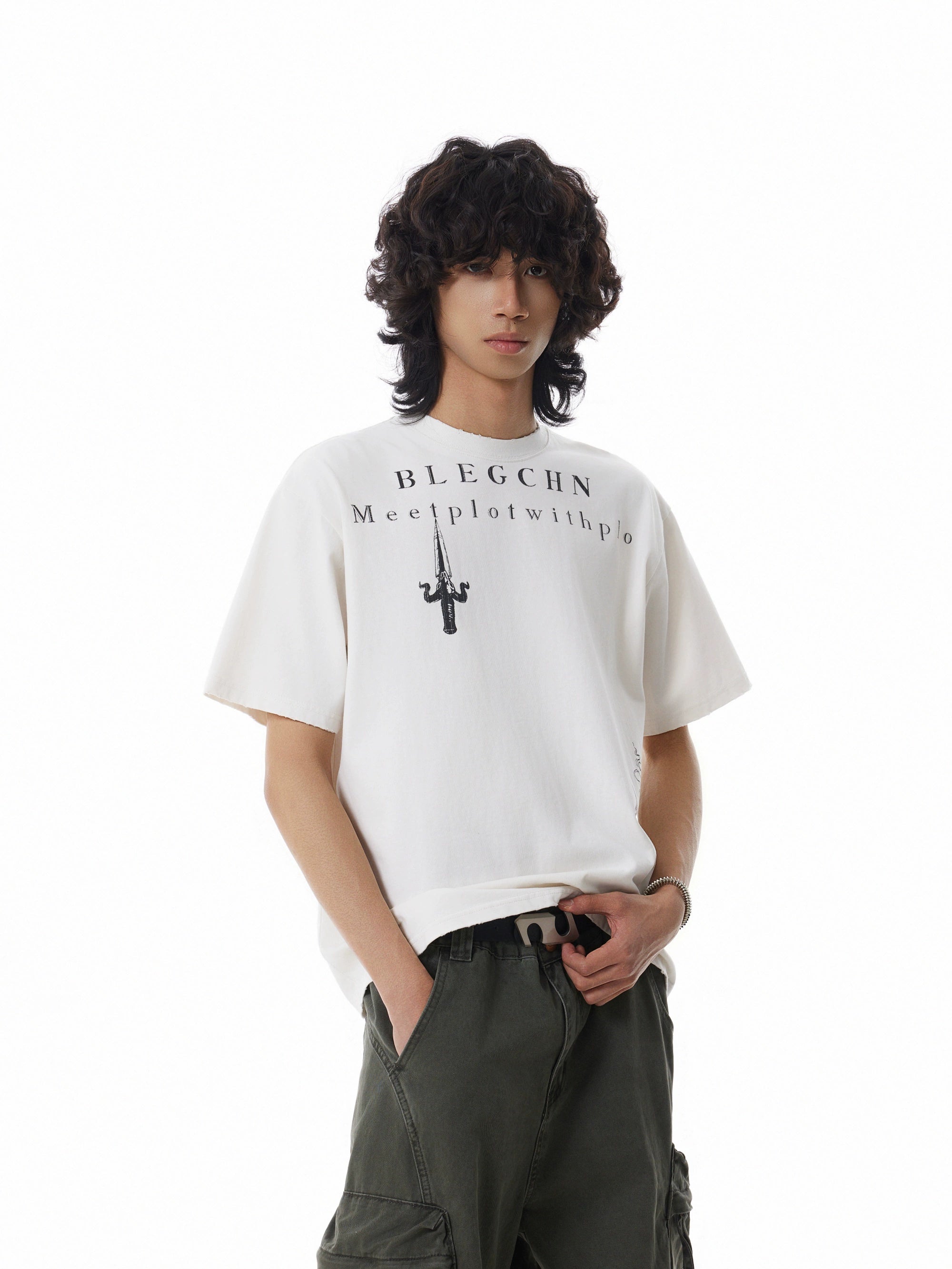 BTSG Vintage Printed Short Wide Tee