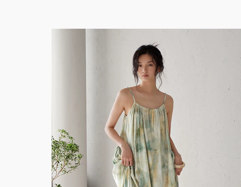 YUENEI Modal Ice Silk Dress Can Be Worn Outside The Suspender Nightdress