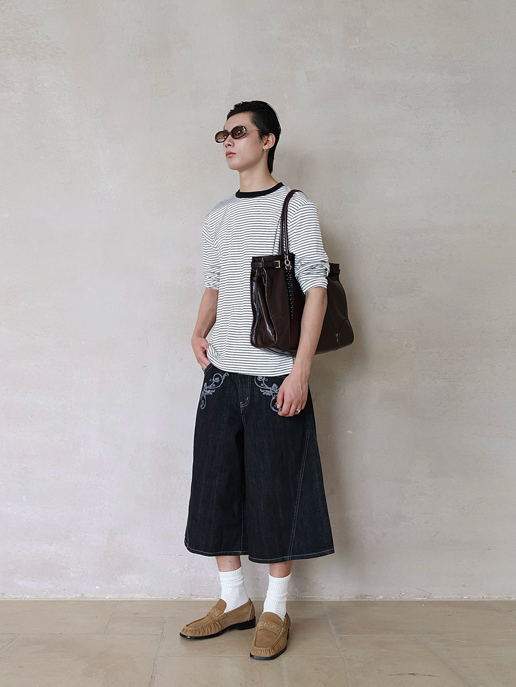 TERRAINCOGNITA Striped Crew Neck Loose Casual Long Sleeve