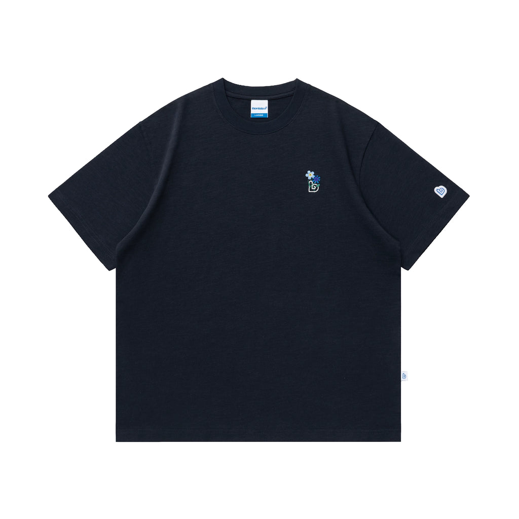 BENT IDEA Bouquet Embroidery Thickened Casual Versatile Tee