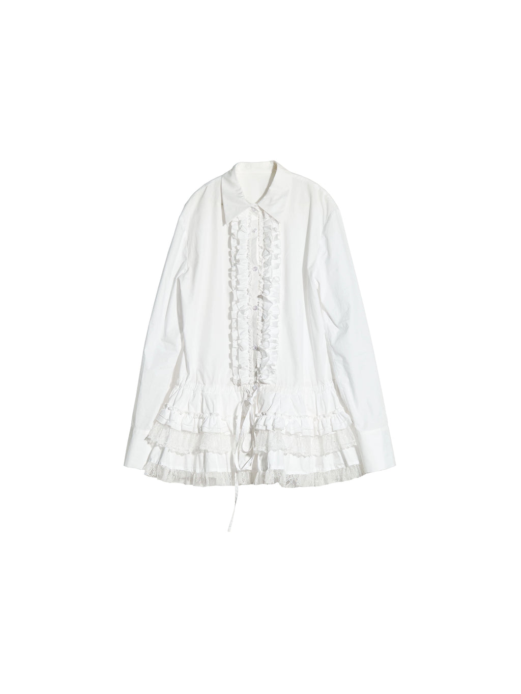JNYLON Lace Skirt Waist-strapped Long Shirt