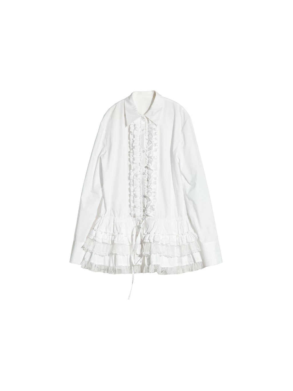 JNYLON Lace Skirt Waist-strapped Long Shirt