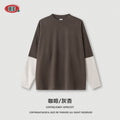BE German Velvet Contrasting Color Splicing Base Fake Two-piece Long Sleeve