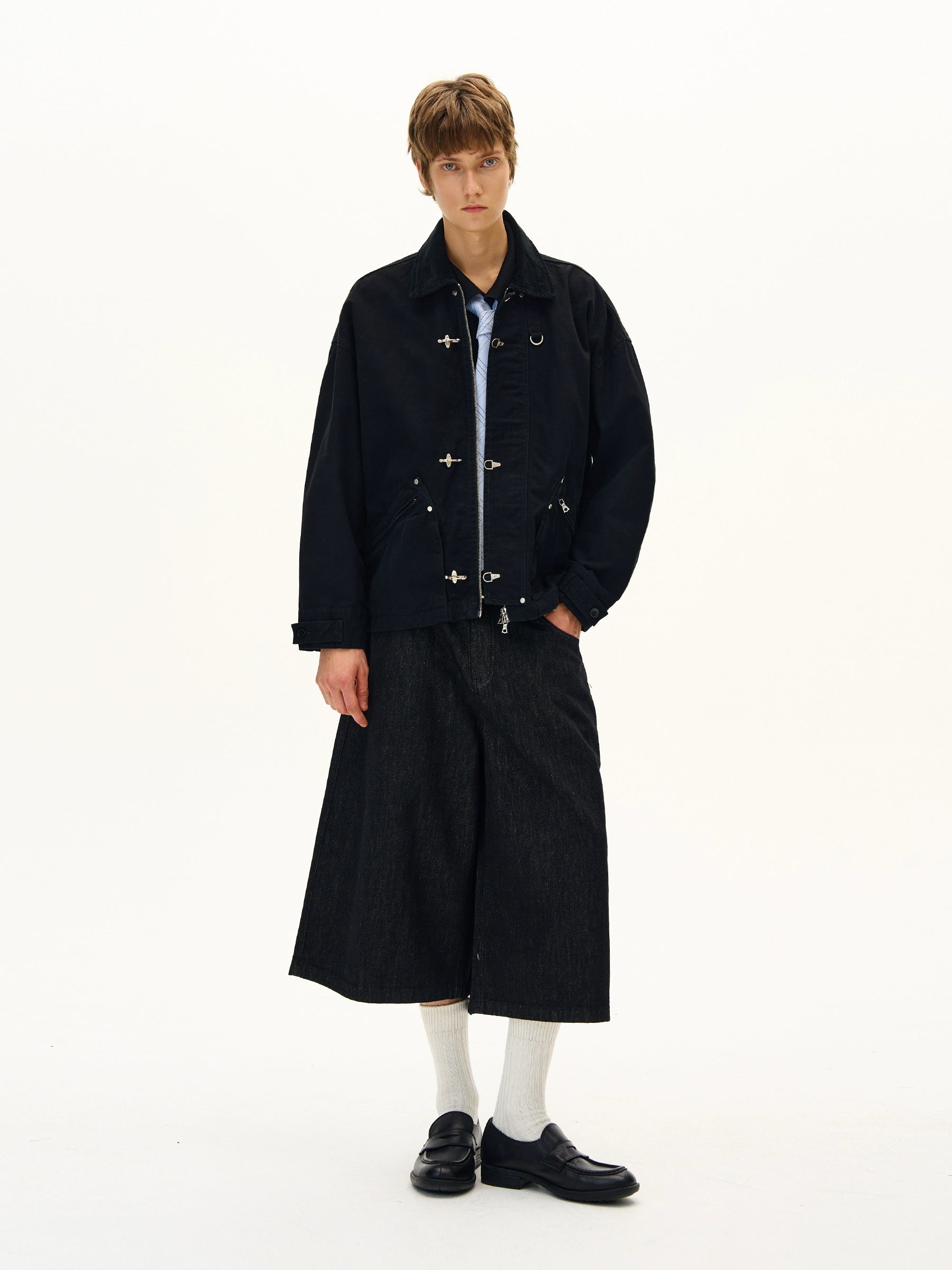 MADWITCH Vintage Contrast Lapel Bottom Tooling Jacket