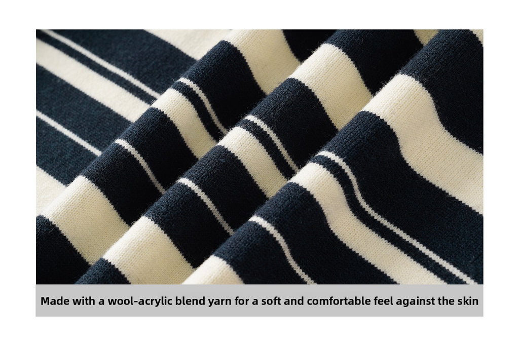 LR MADE Irregular Contrasting Striped Casual Sweater