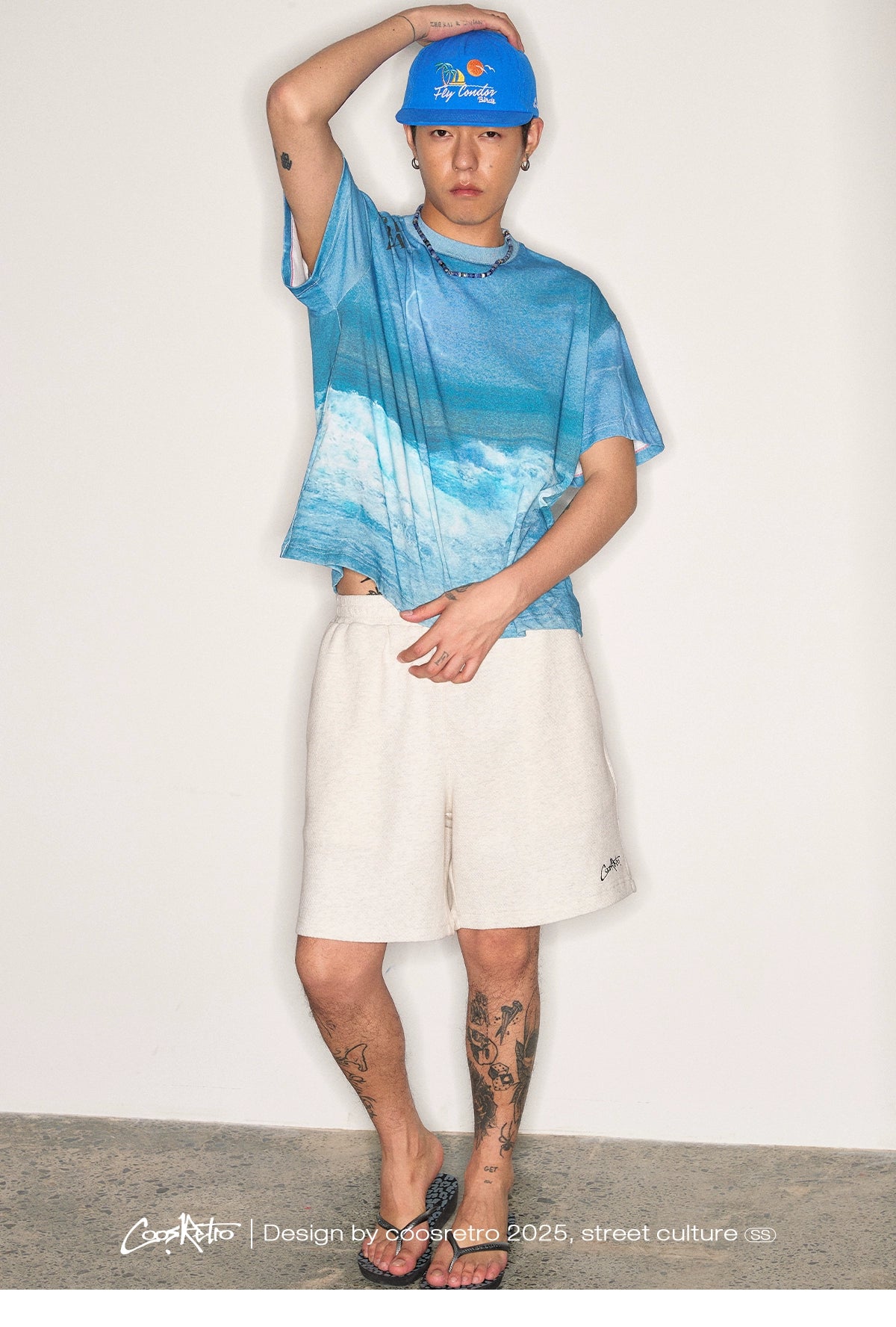 CoosRetro Storm Ocean Print Casual Tee