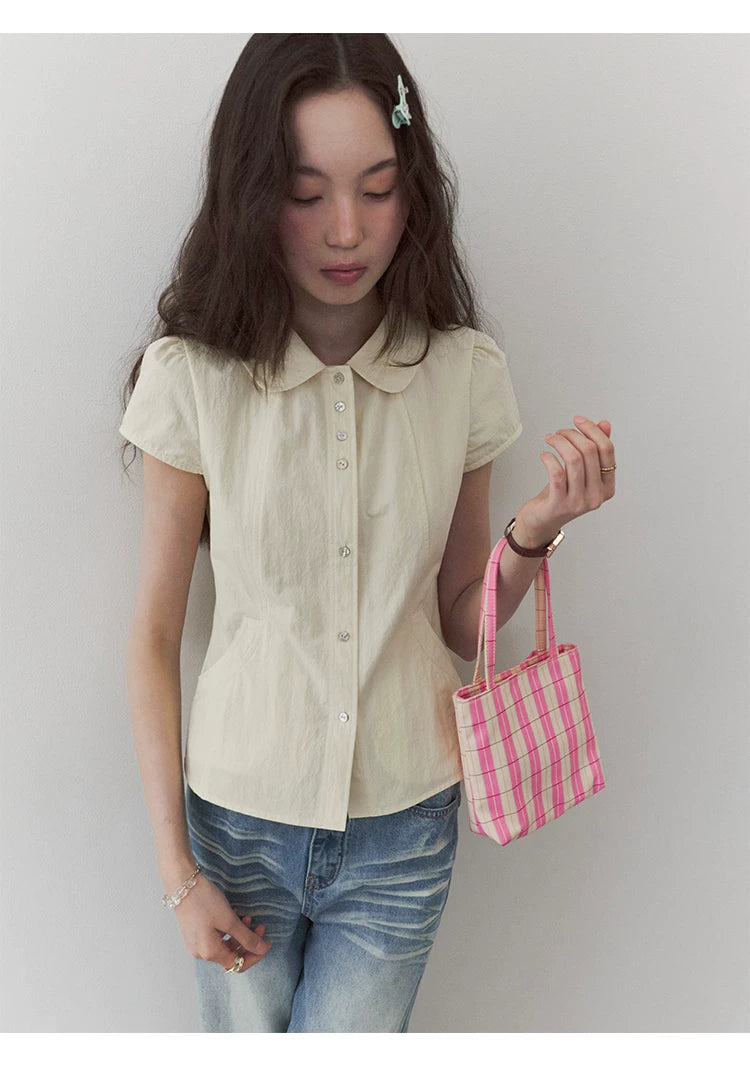 VOOE Lapel Versatile Skinny Shirt