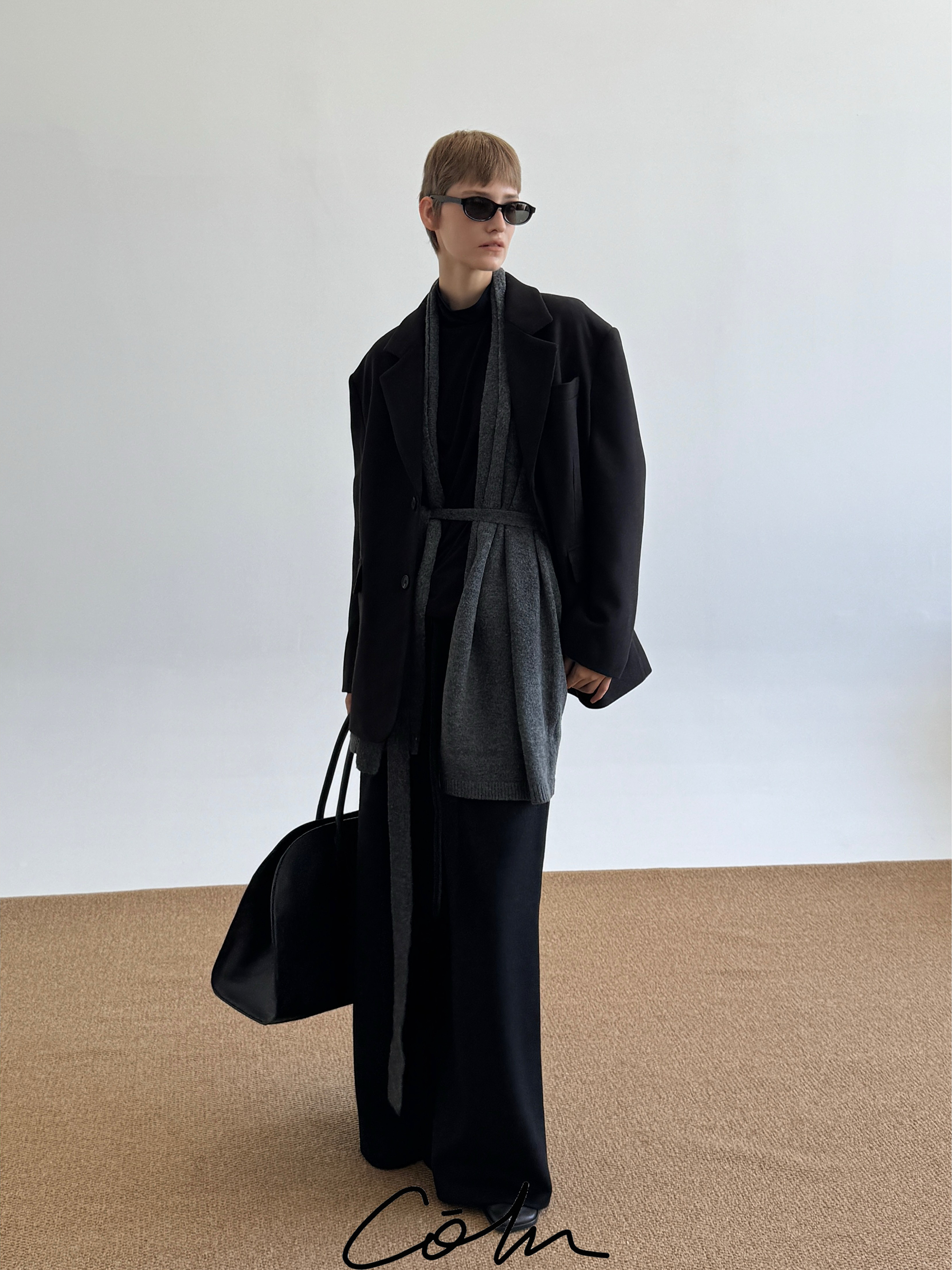 COLN Shoulder Padded Woolen Blazer