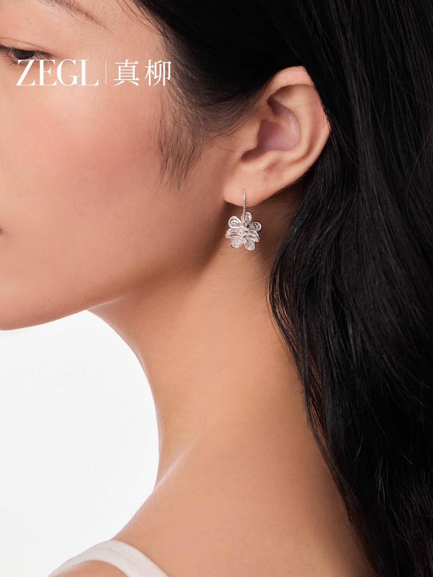 ZEGL Real Willow Flash Zirconium Flower Earrings
