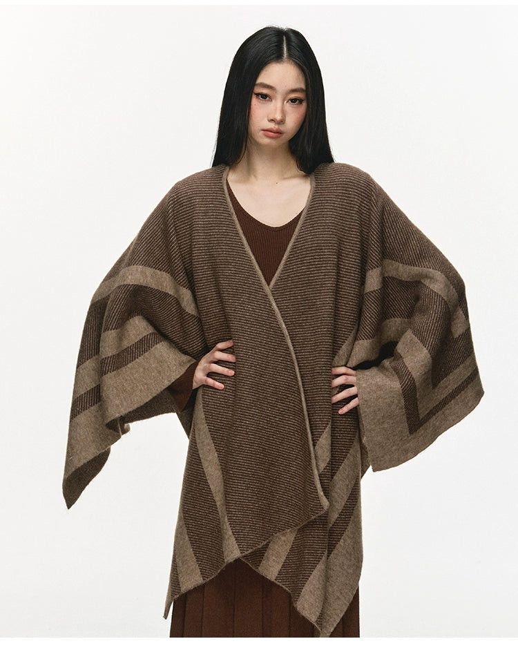 Anna Aneae Soft Waxy Striped Loose-knit Cardigan Jacket