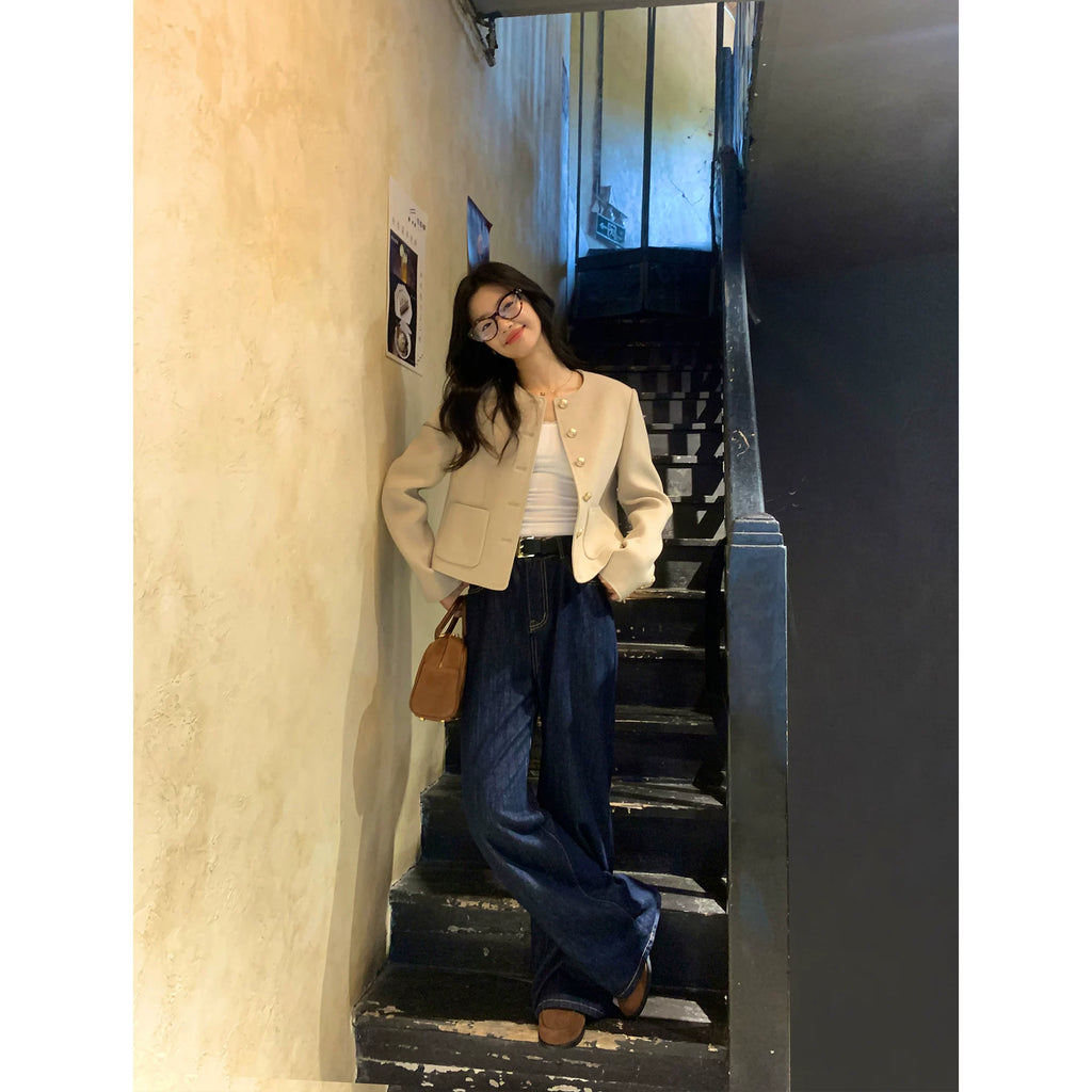 Pusumede Vintage Wide Leg Loose Skinny Straight Jeans