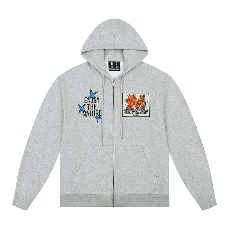 MEDM Natural Elements Large M Fleece Zip Hooded Sweater