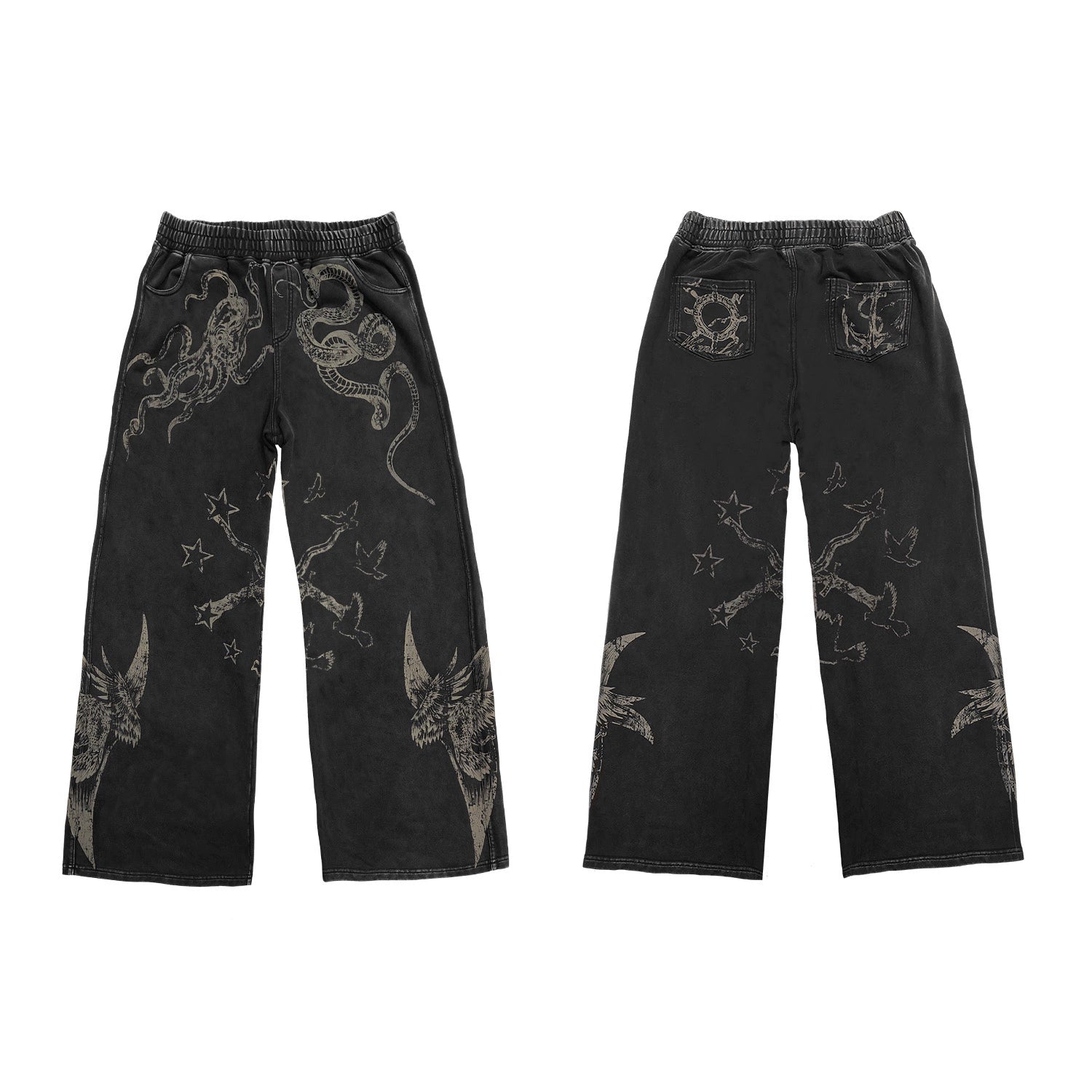 WANNA LAB Graffiti Hand-painted Old Straight Sweatpants
