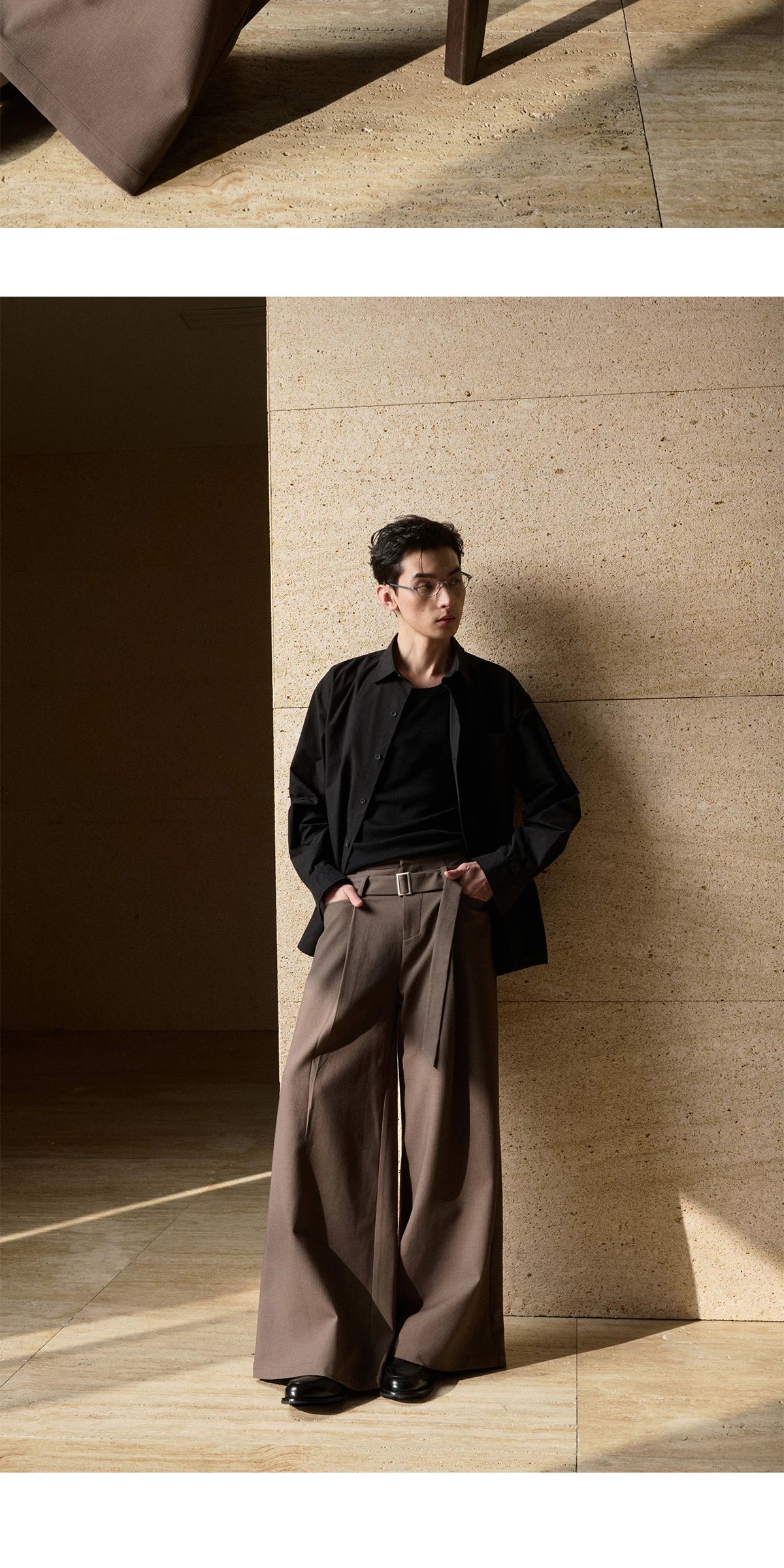 INTENT Dark Striped Straight Casual Trousers