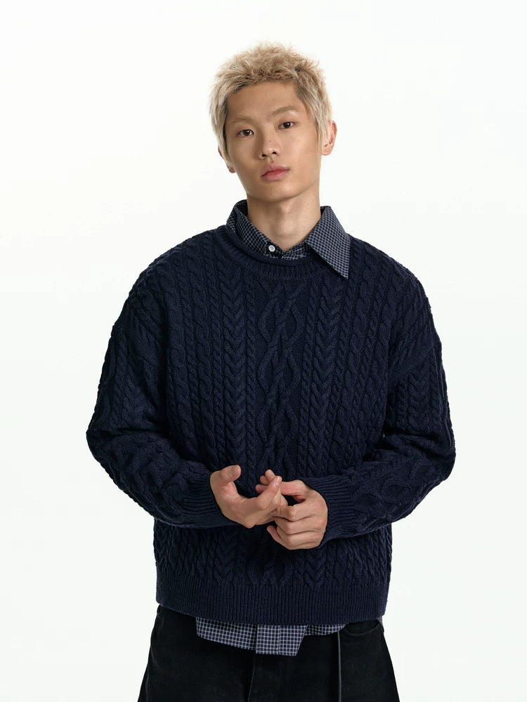 TGNS Vintage Loose Casual Crew Neck Pullover