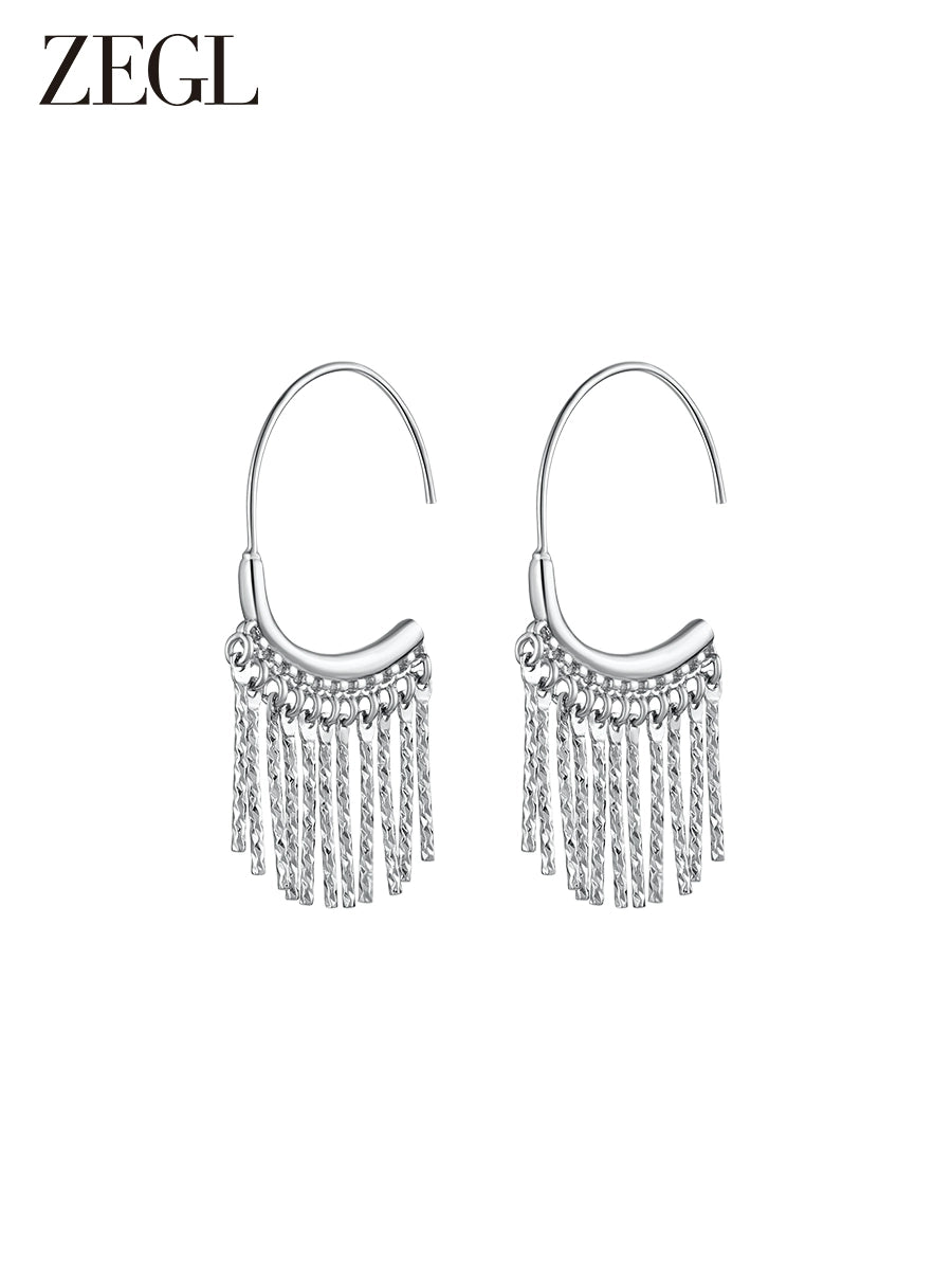 ZEGL Metal Waterfall Fringed Earrings