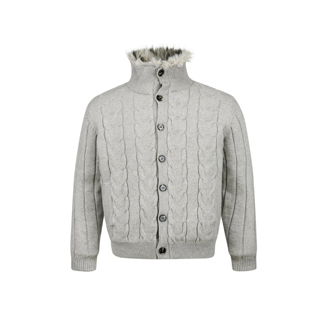 EME Knitted Stand-neck Zip-up Cardigan