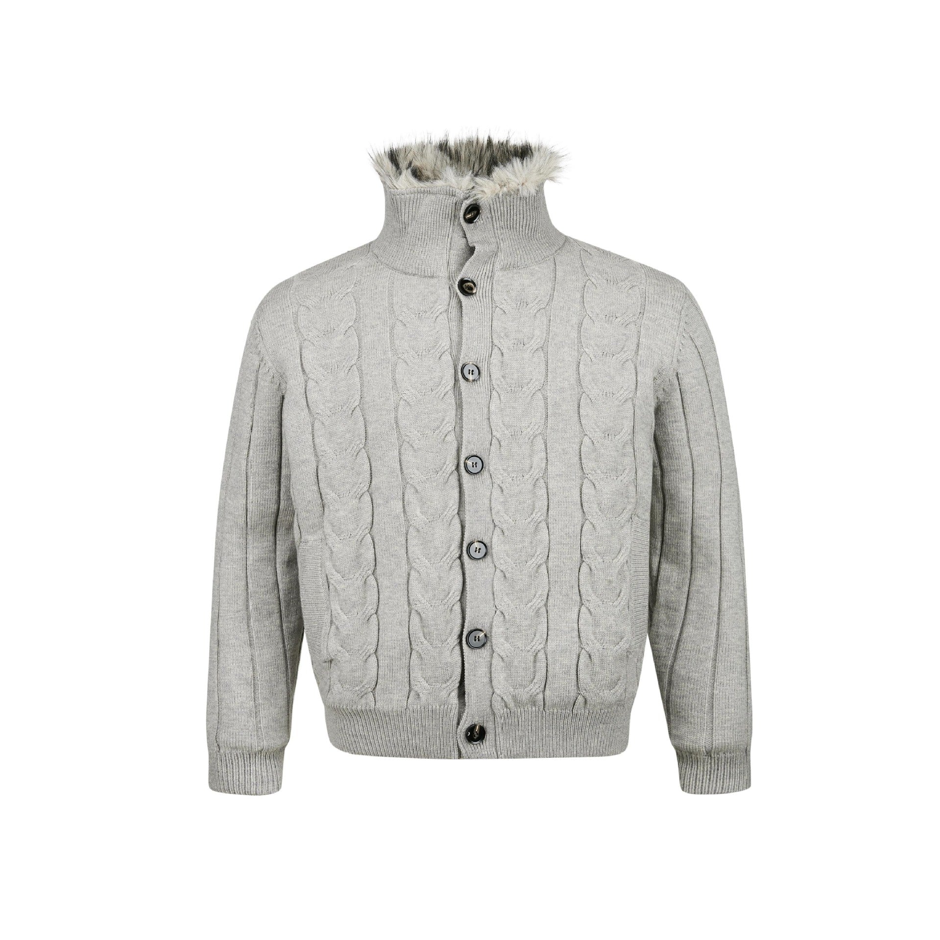 EME Knitted Stand-neck Zip-up Cardigan