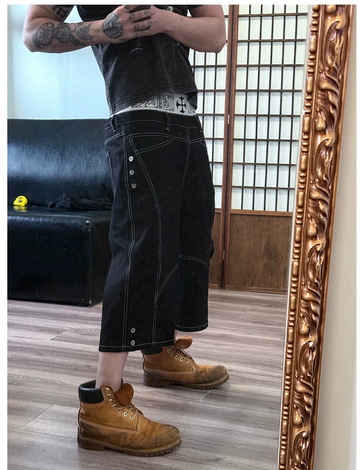 PAIKI Retro Deconstruction Bright Line Multi-pocket Tooling Slacks