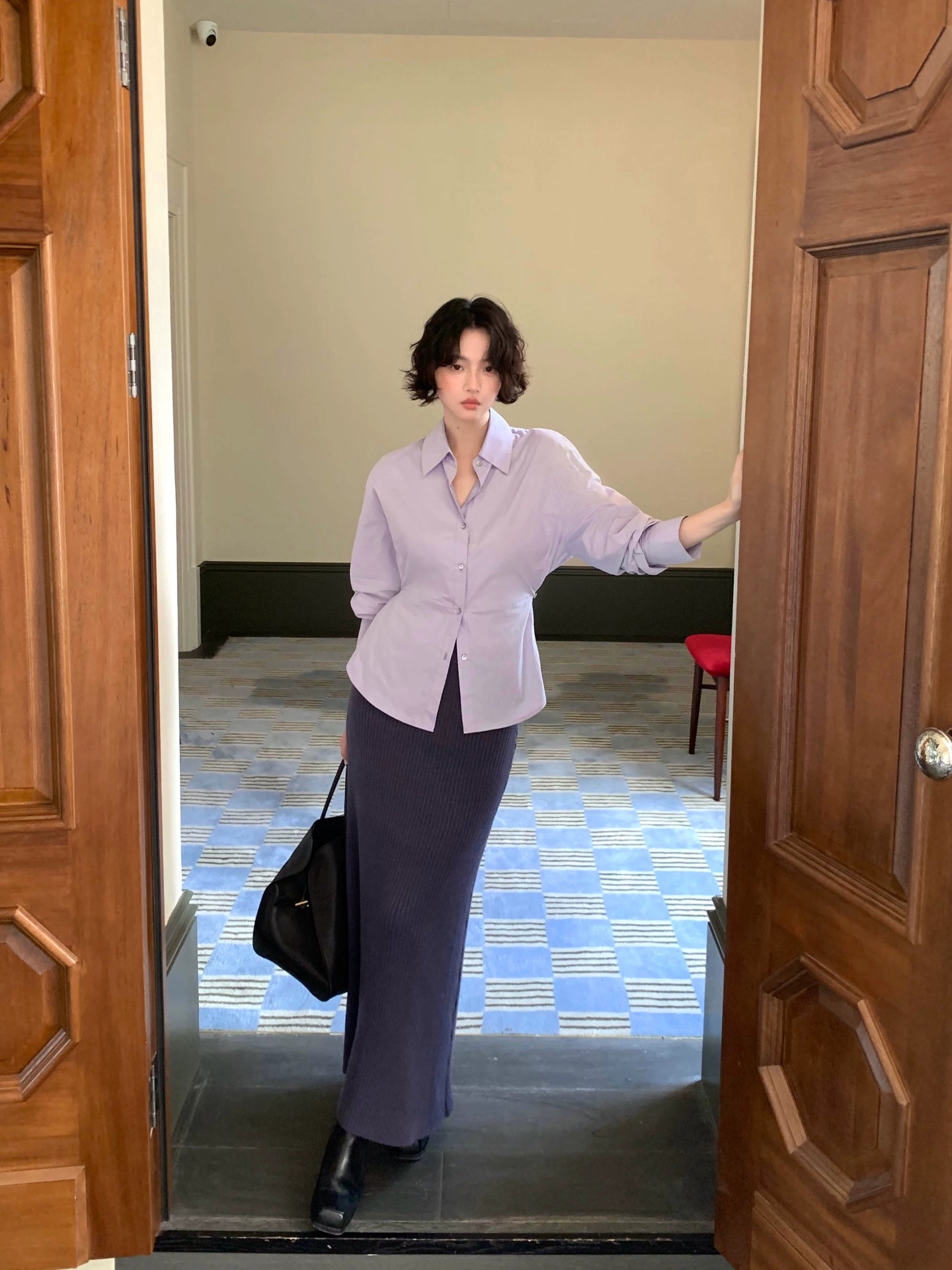 KELIFAN Hong Kong Style Retro Waist Shirt