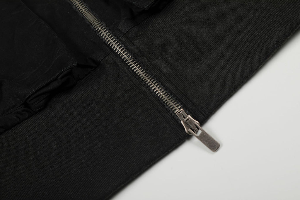 11KN Retro Splicing Slim-fitting Waist Short Wide Stand-up Collar Jacket