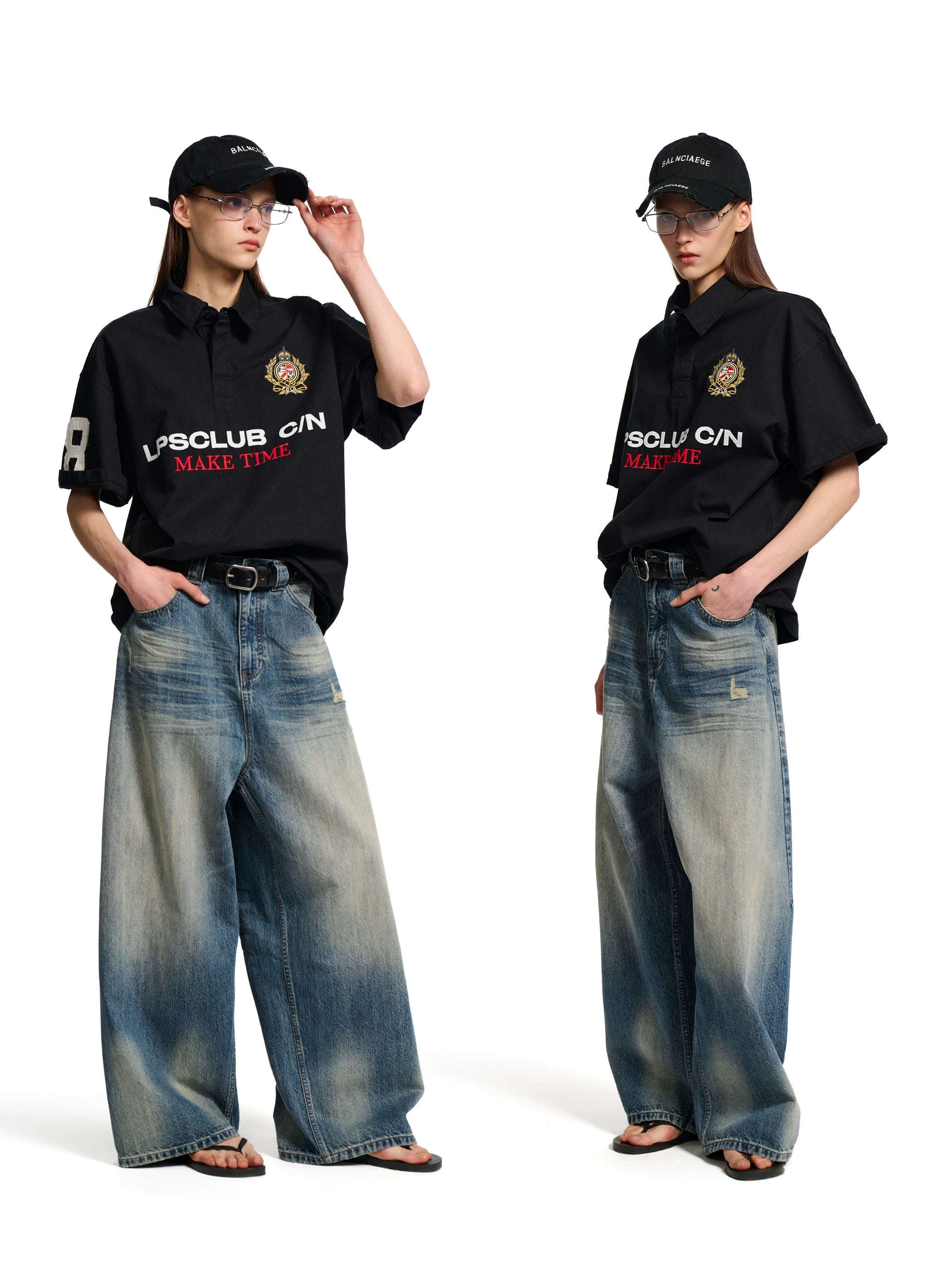 Loopsoon Vintage Embroidery Letter Badge Tee