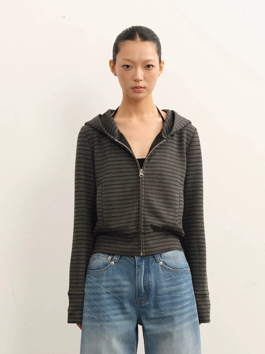 LINY LIBERTY Vintage Striped Hooded Cardigan Jacket