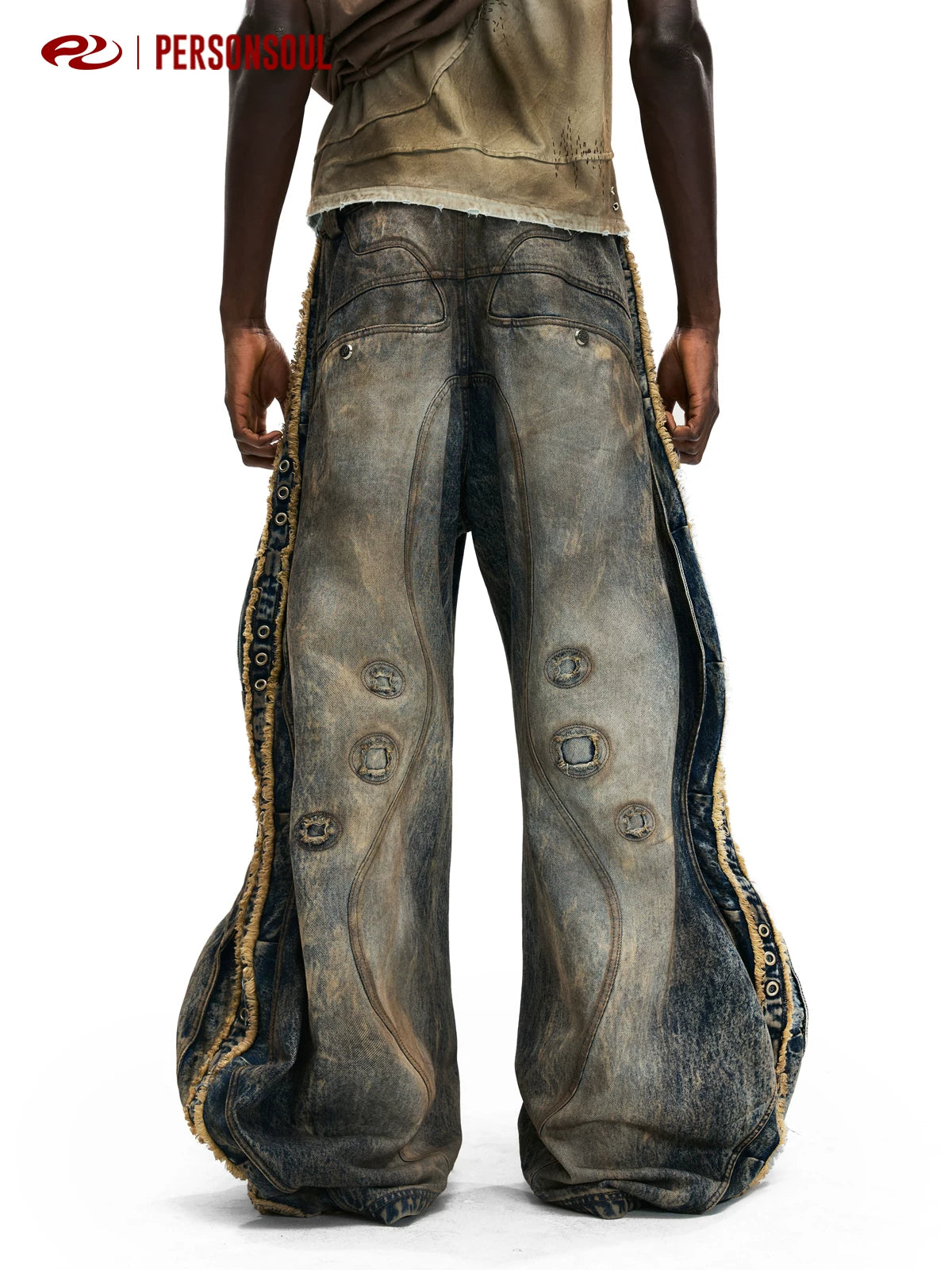 PERSONSOUL Claw Marks Destroy Old Jeans