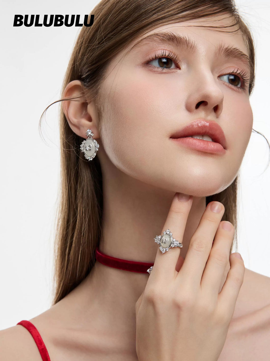 BULUBULU Magic Mirror Butterfly Flash Diamond Oval Stud Earrings
