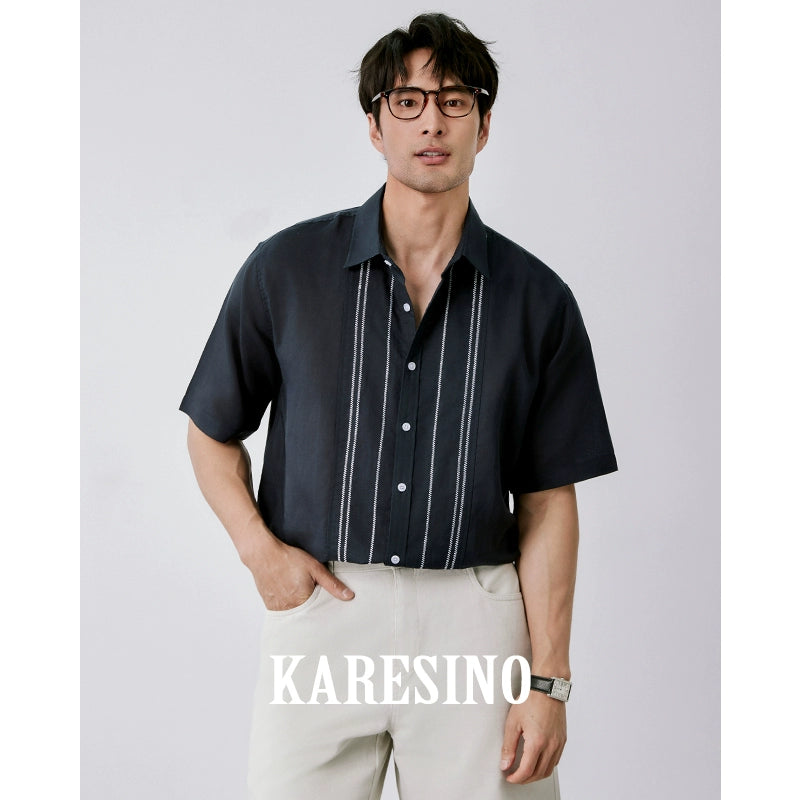 KARESINO Breathable Contrast Casual Short Sleeve Shirt