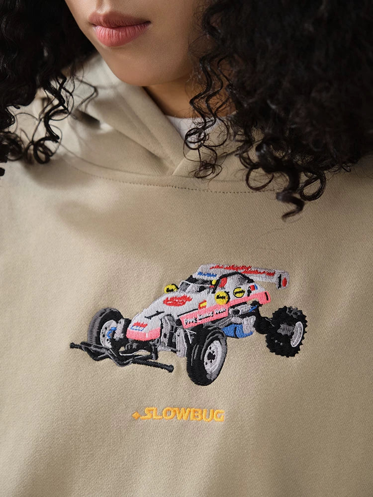 Battles Vintage Loose Embroidered Hooded Sweater