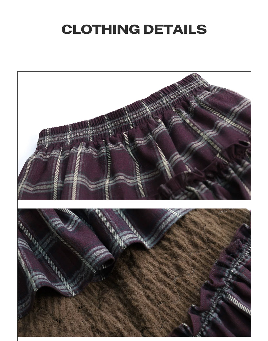 Girlyhalo Vintage Plaid Lace Patchwork Skirt