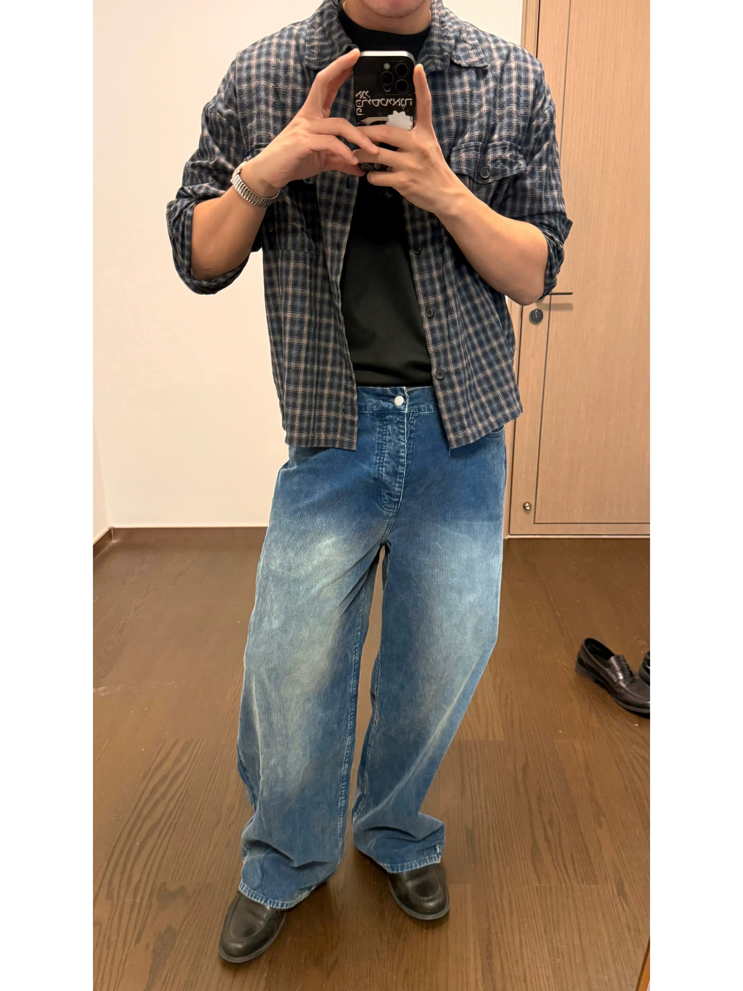 VOWPROGRESS Corduroy Embroidered Straight-leg Trousers