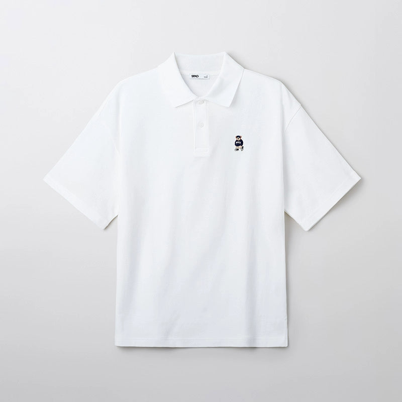 SPAO Korean Style Men's Bear Lapel POLO Shirt SPHWF24C50