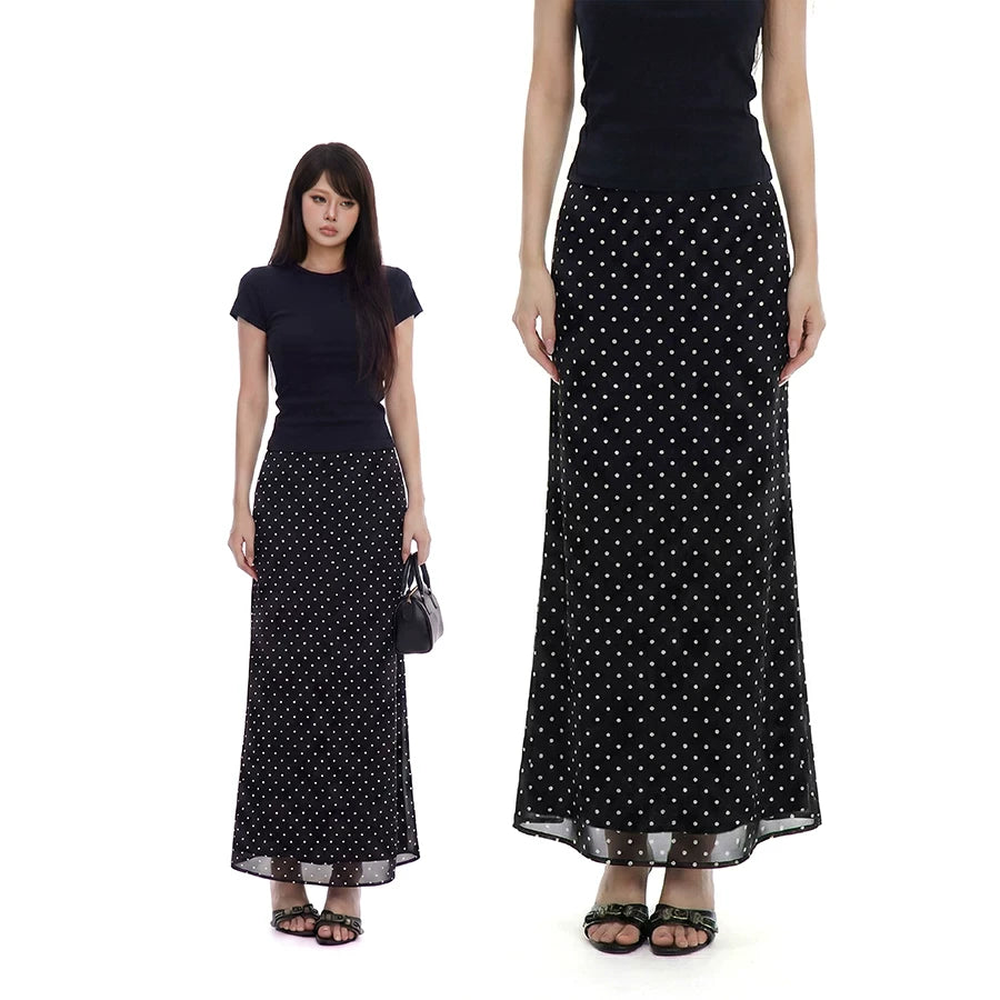 WITHMIN Polka Dot Mesh Skirt