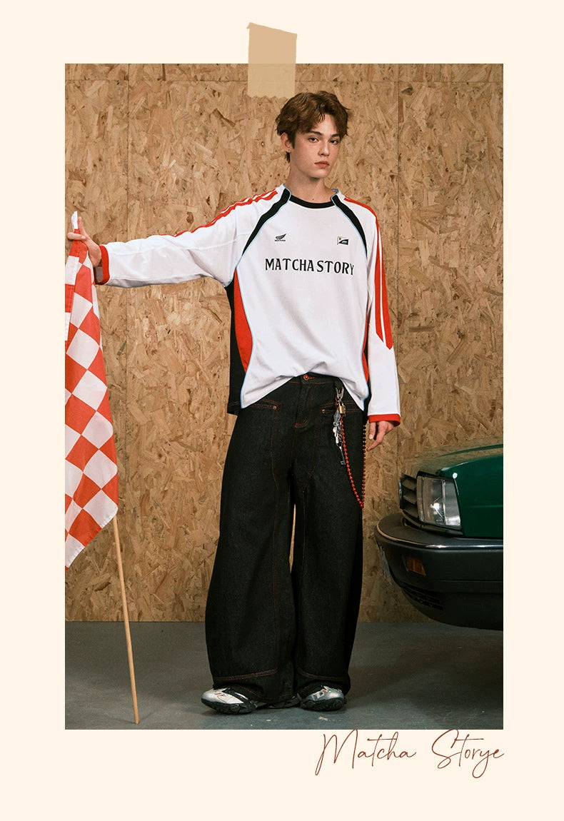 MATCHA STORY Thin Sports Racing Suit Sweater