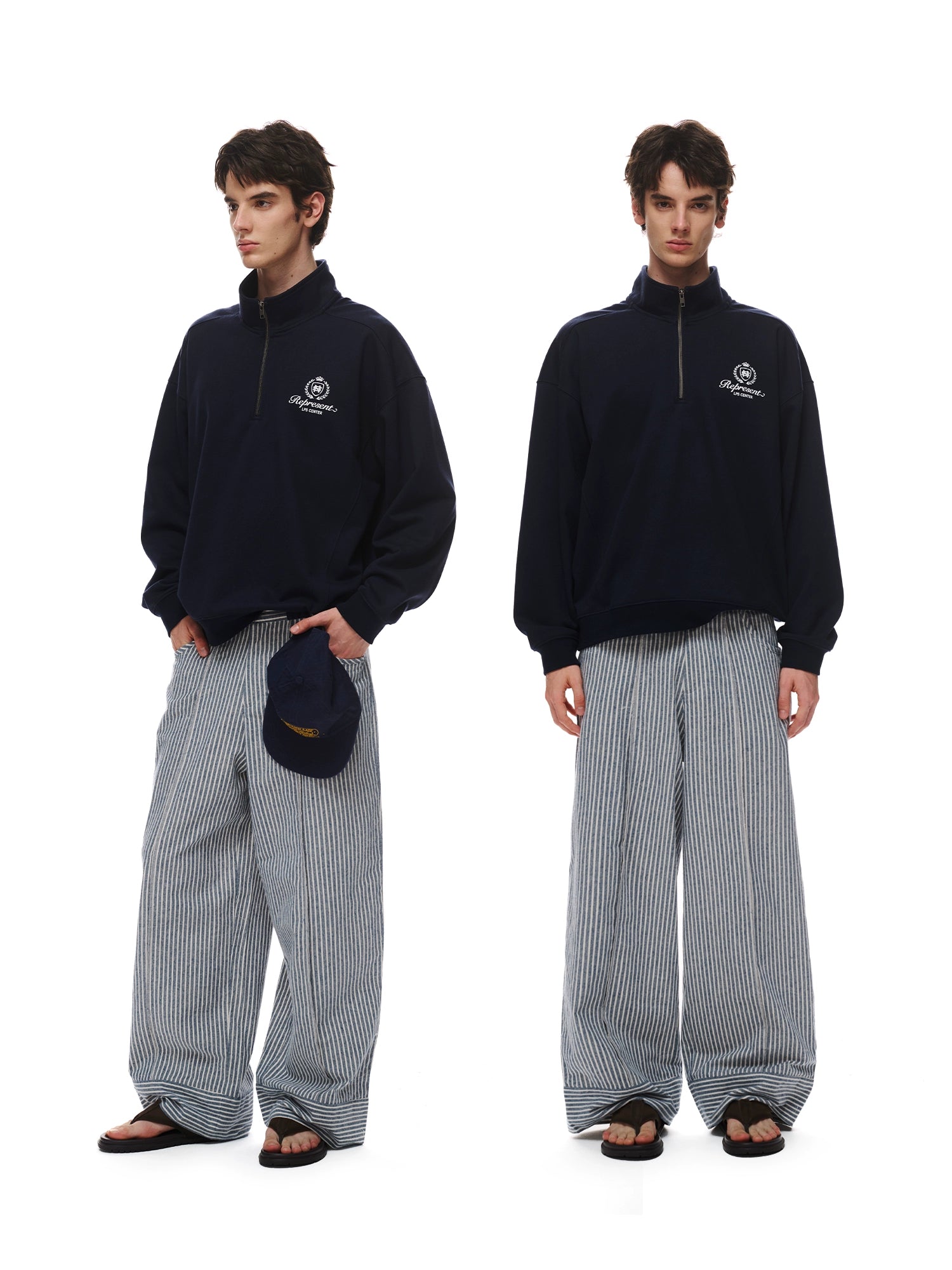 Loopsoon Vintage Striped Casual Versatile Straight Wide Leg Pants