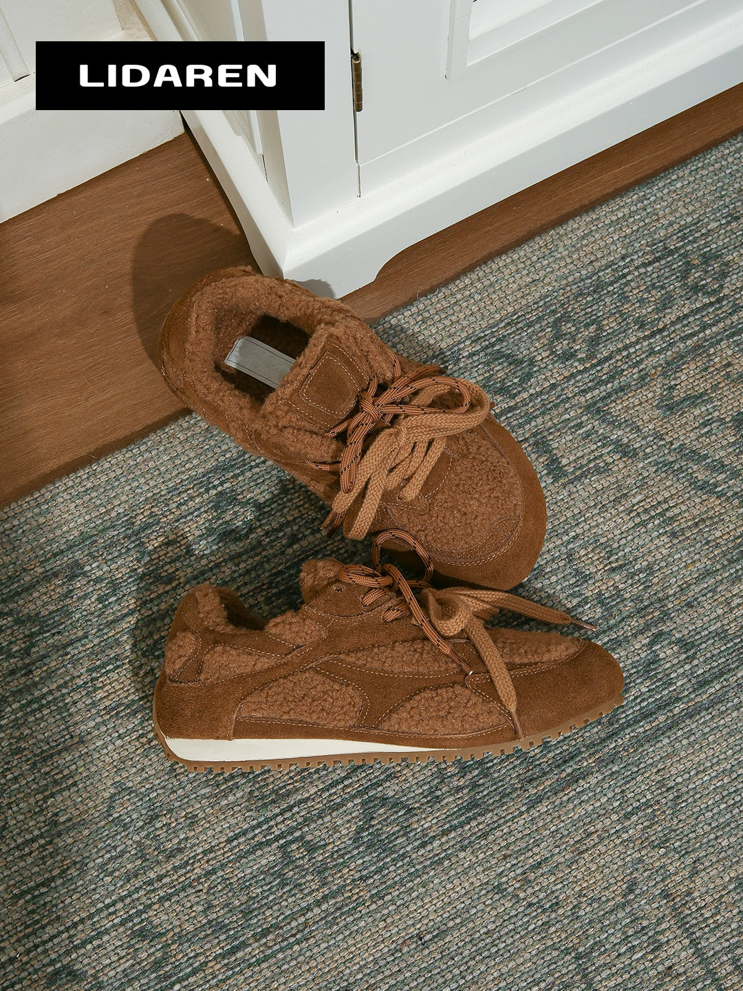 Lidaren Produced Leather Retro Fleece Casual Sneakers