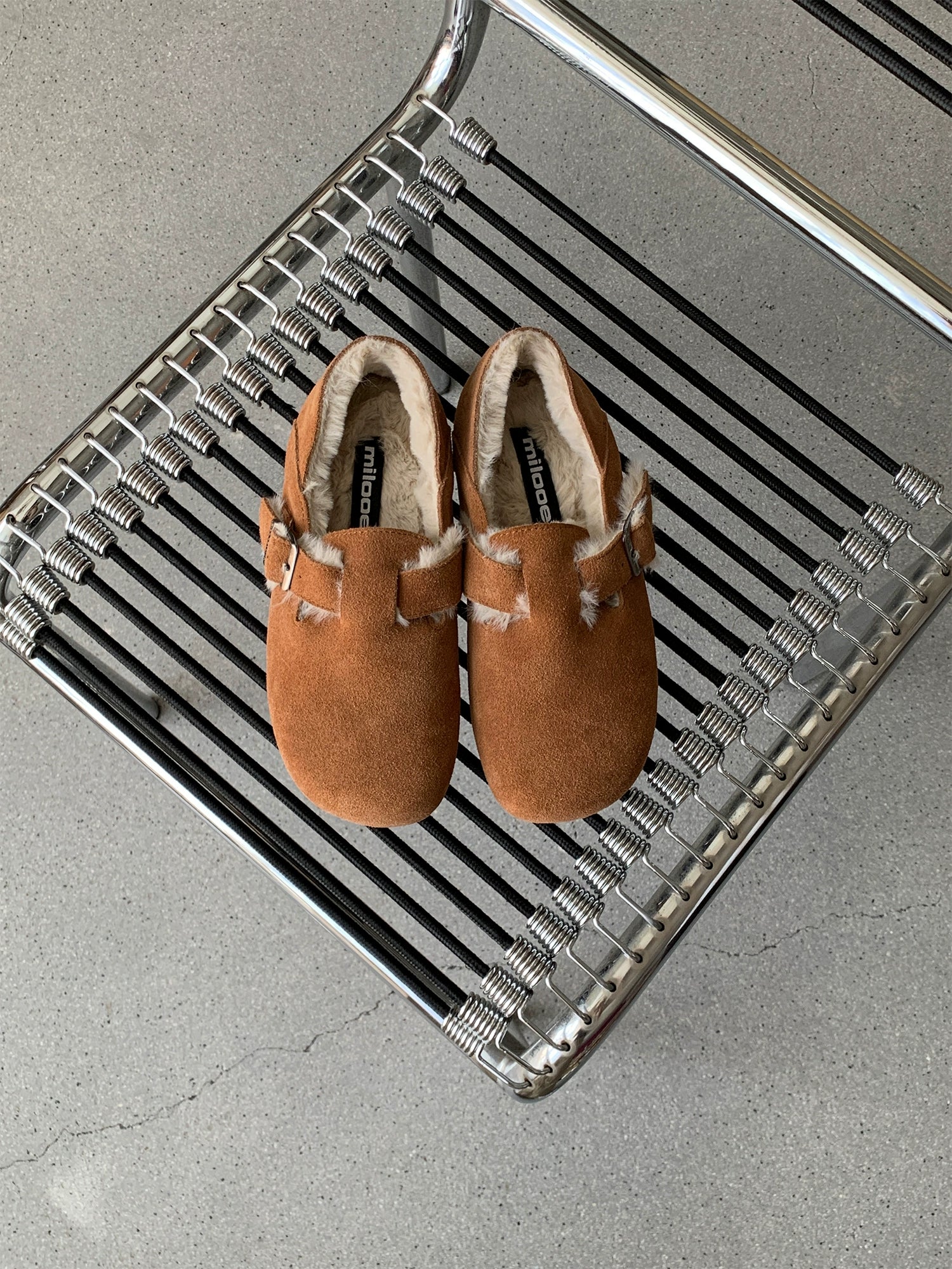 Milooey Vintage Leather Fleece Round Head Shoes