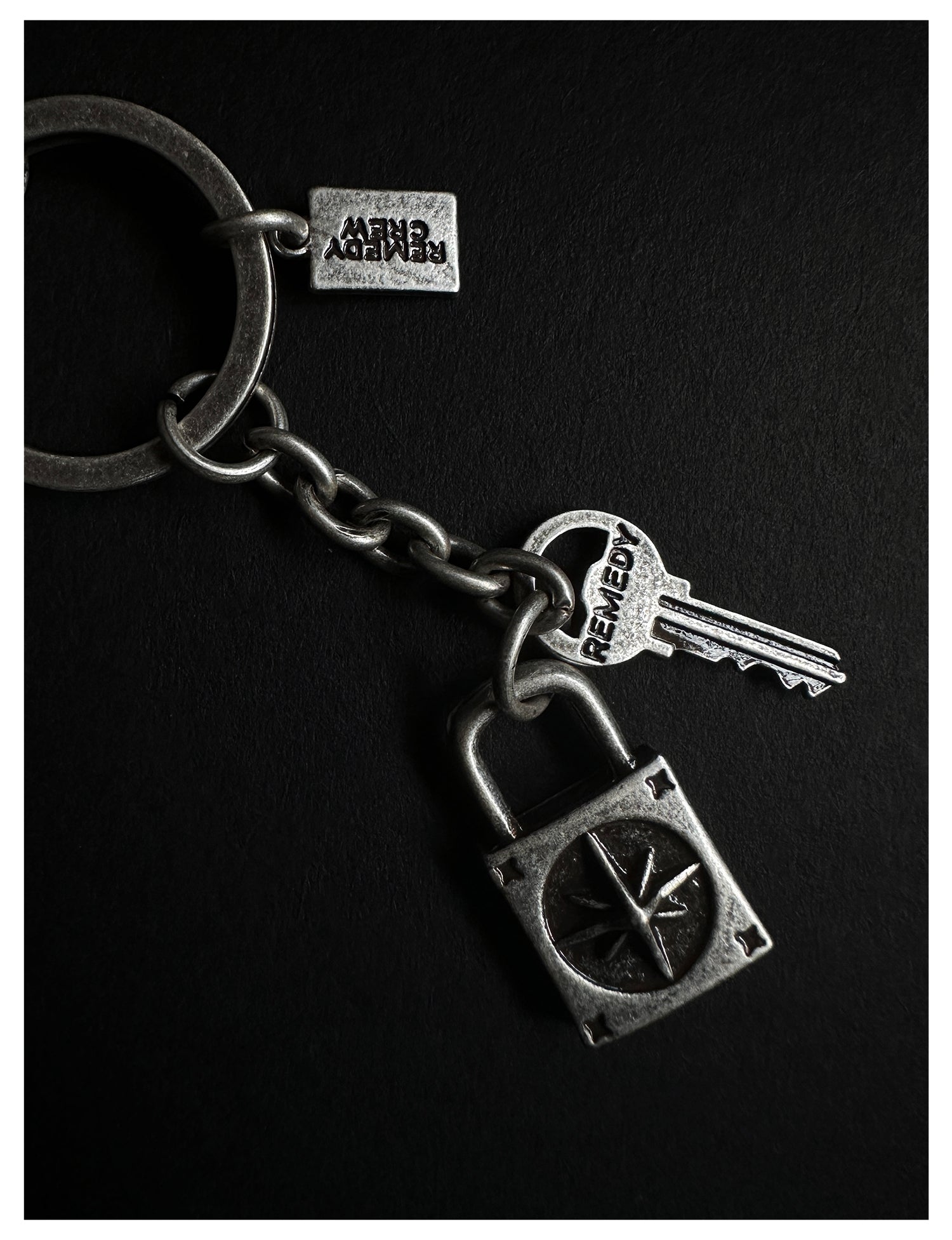 Remedy pendant lock key ring keychain