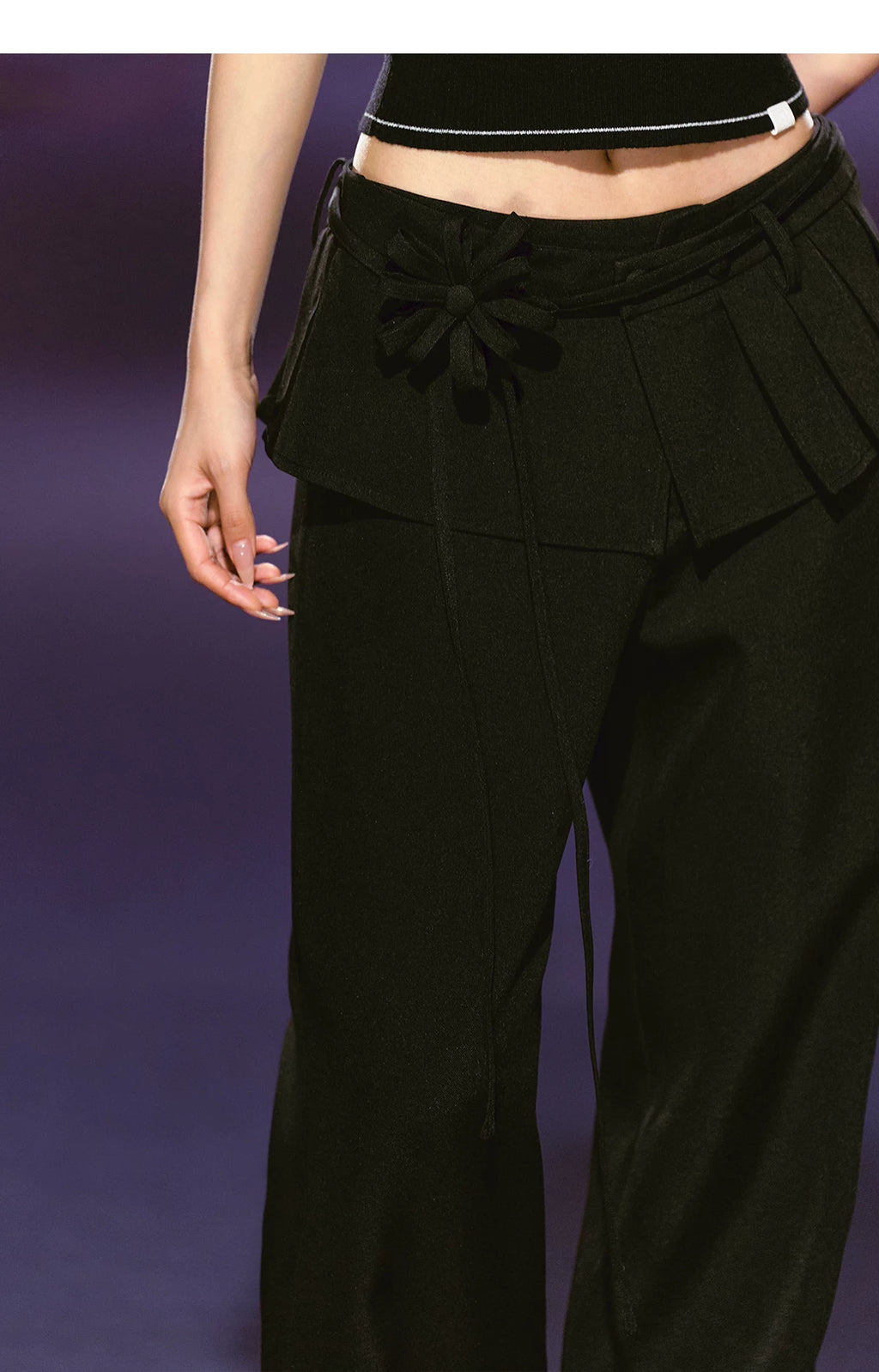 AGAM Fake Two-piece Pleated Straight Trousers