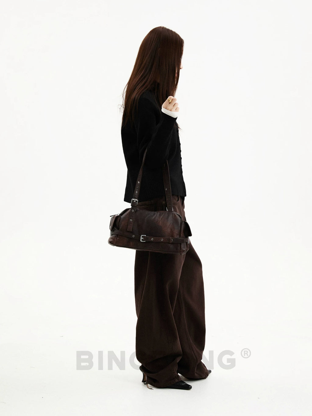 BINGBONG Retro Large Capacity Shoulder Handbag