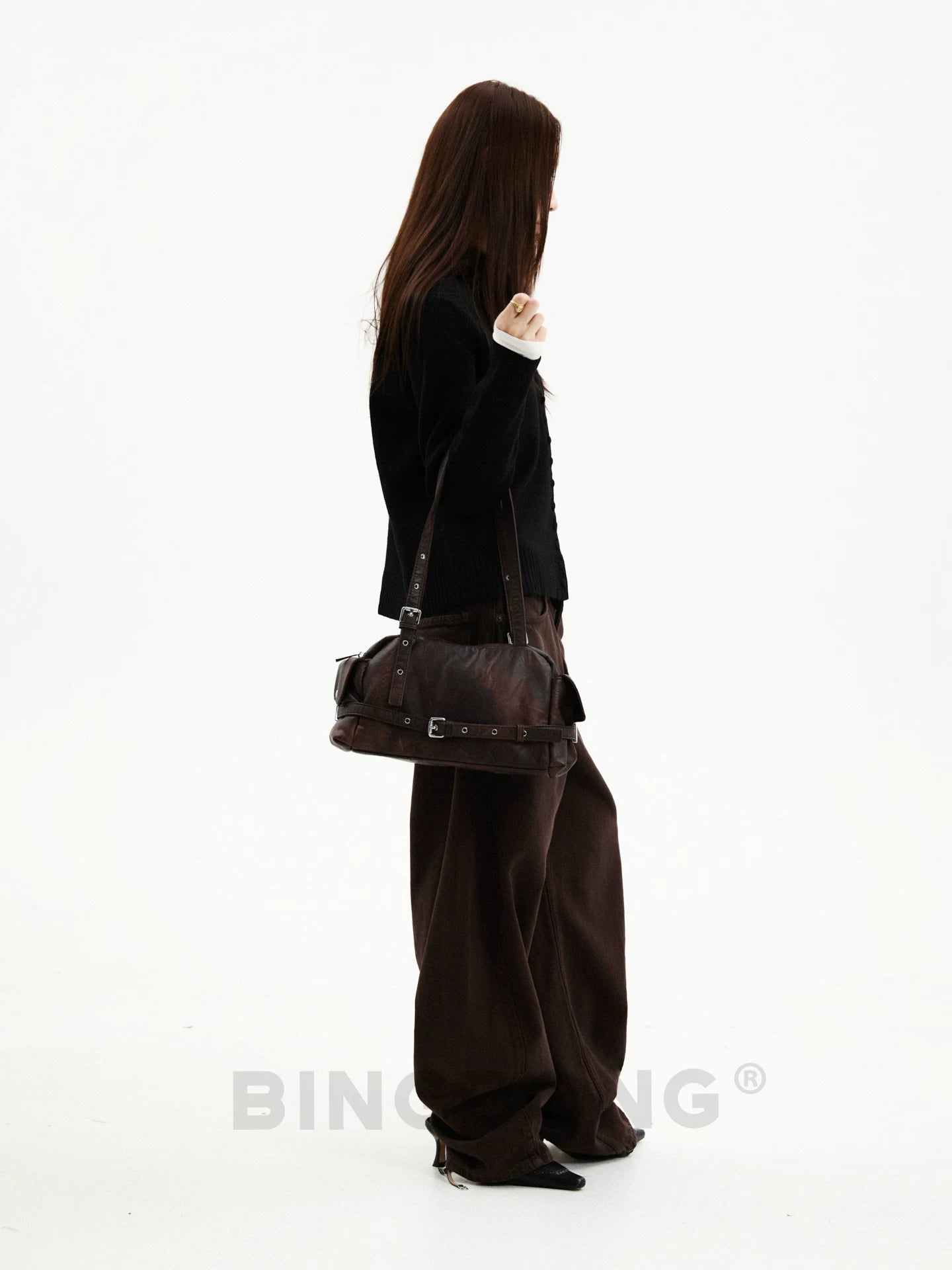 BINGBONG Retro Large Capacity Shoulder Handbag