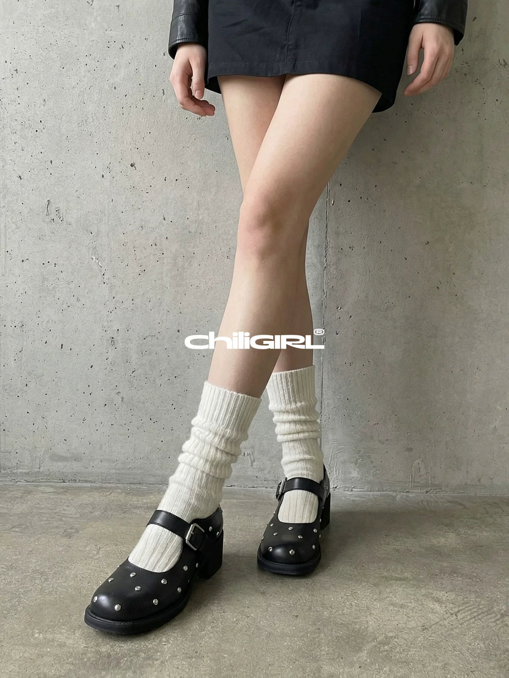 CHILIGIRL Retro One-word Buckle Strap Thick Heel Platform Shoes