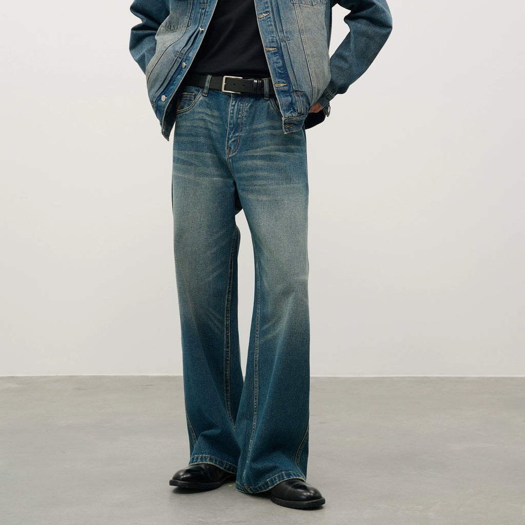 DIMC Washed Old Casual Straight Jeans