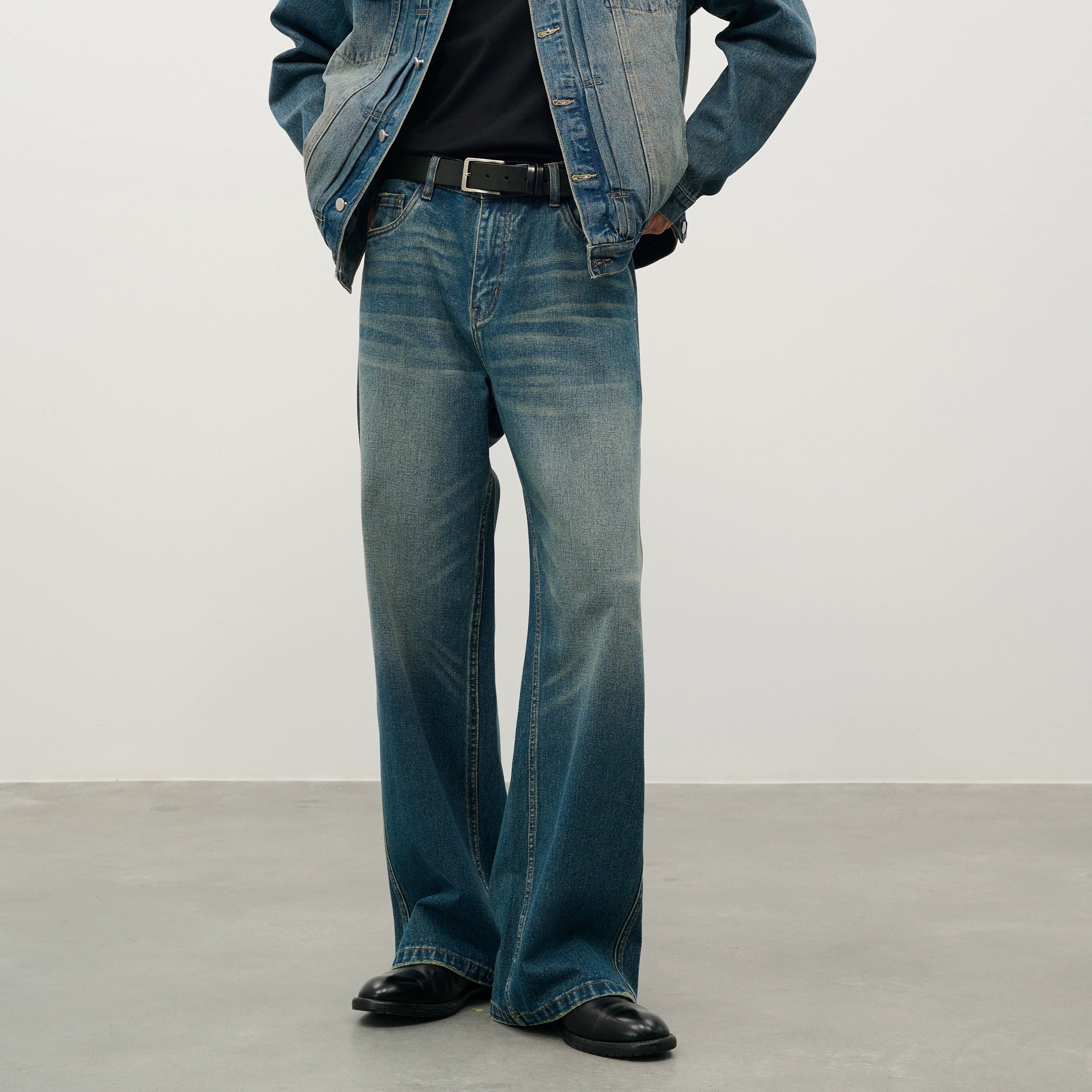 DIMC Washed Old Casual Straight Jeans