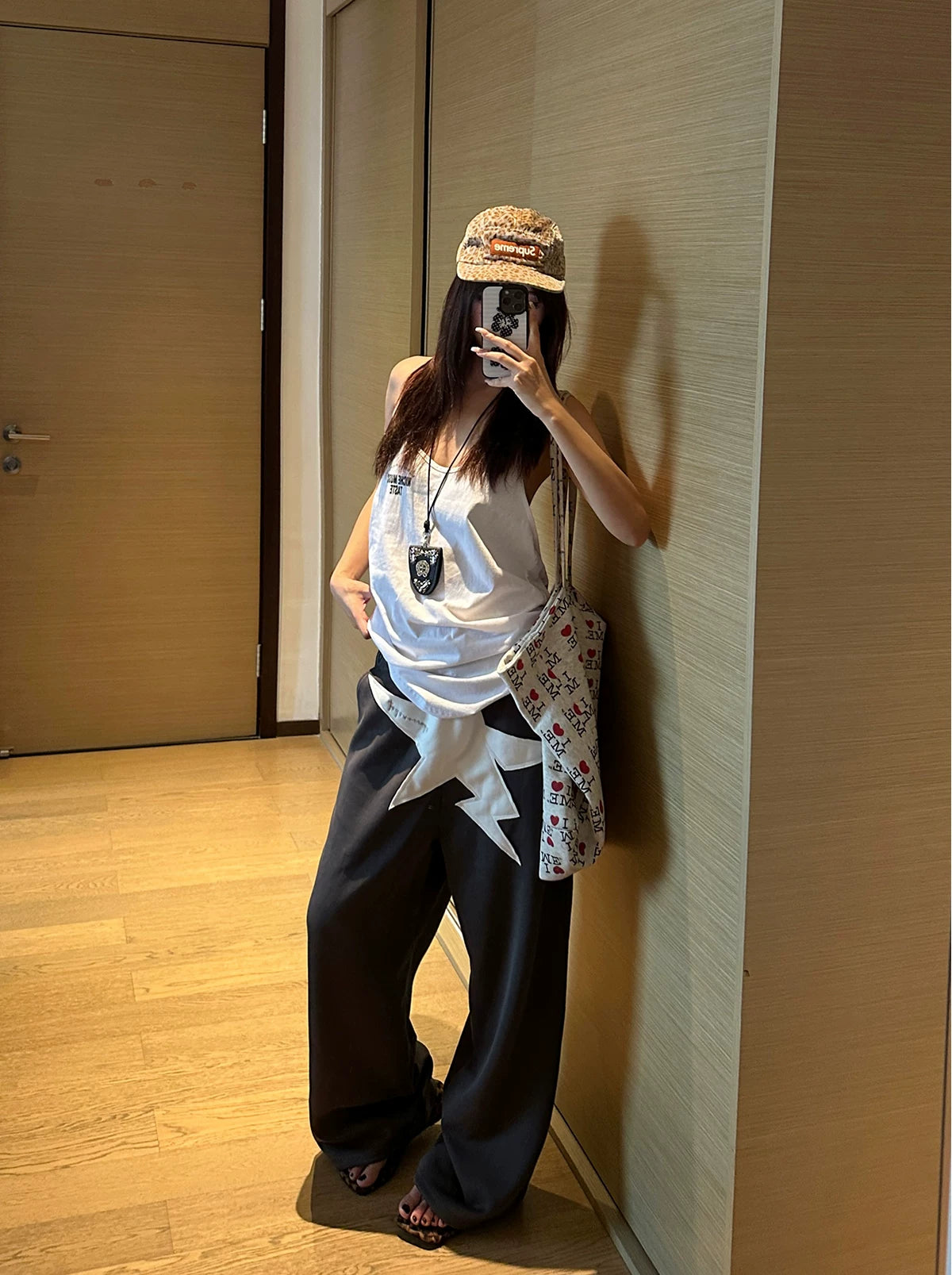 EAHO Star Sticker Elastic Waist Versatile Sweatpants